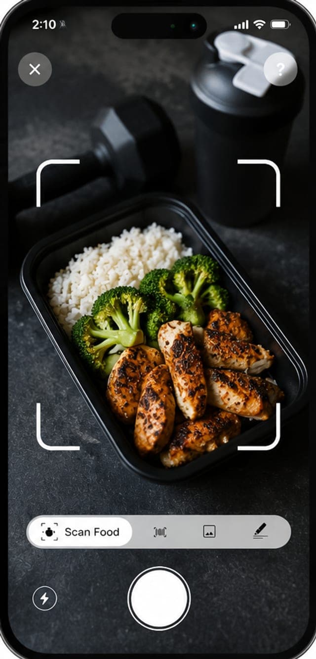 Scanning a meal-prep container at the gym